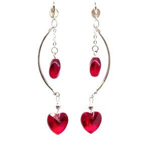 Half Moon Red Heart Earrings